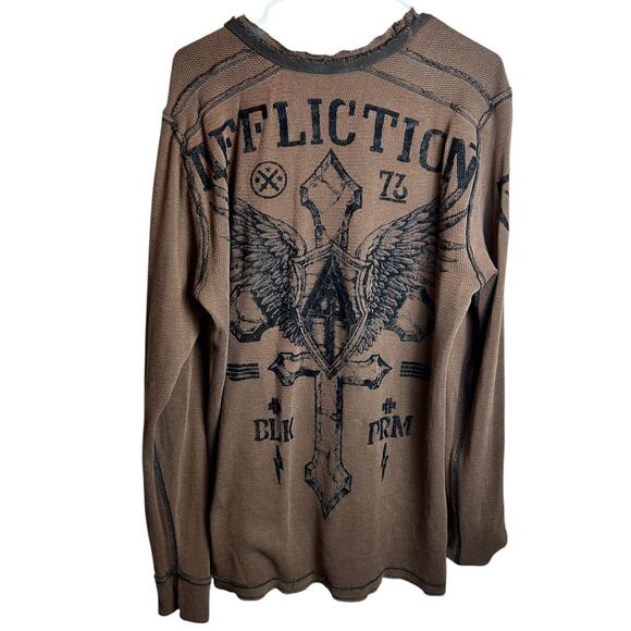 Affliction Reversible Thermal Live Fast Gray Brown Long Sleeve Y2K Size XL - Picture 7 of 7